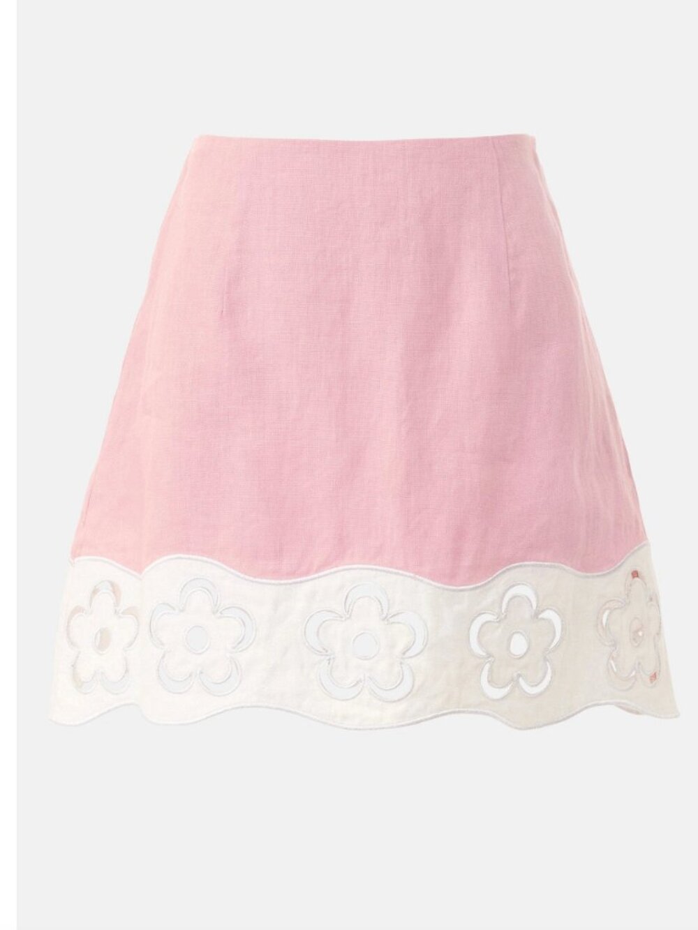 STAUD Margaux Linen Skirt Mini Pink Size 6 Womens